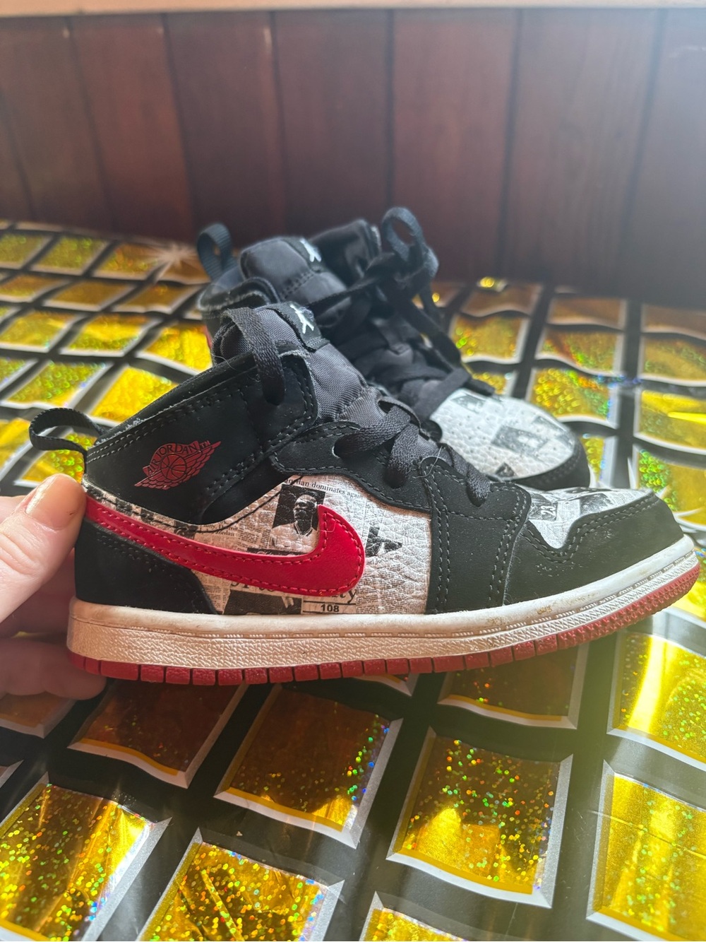Nike Kids Black, White & Red High-Top Sneakers